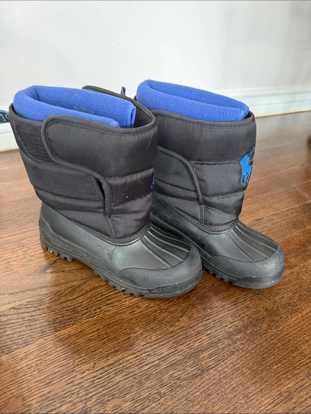 Polo by Ralph Lauren Kids Black Snow Boots with Blue Lining & Logo